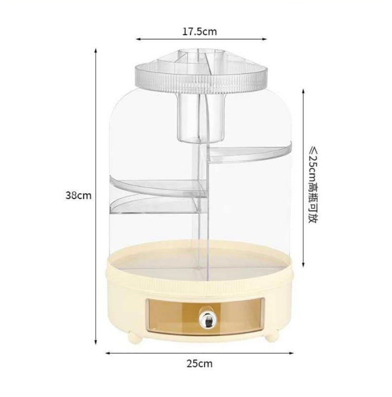 Rotating Cosmetics Organizer With Dust Proof