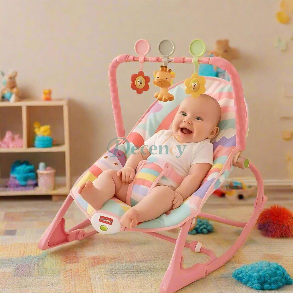 Dream Nursery 3-in-1 Soft Pink Rainbow Baby Rocker
