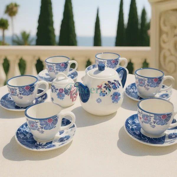 Danny Home Elegant 16-Piece Tea Set – Cups, Saucers, Teapot & Sugar Pot