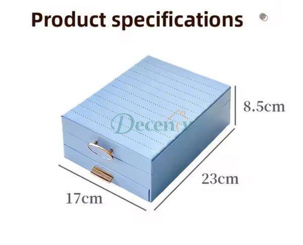 2-Tier Velvet Jewelry Box Organizer with Drawer & Ring Slots