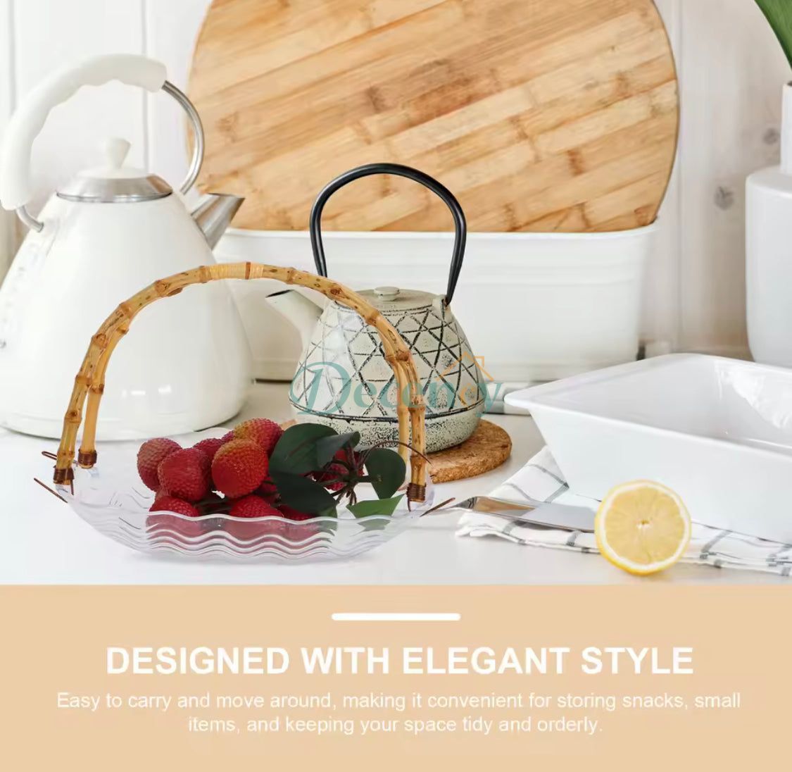 Transparent Acrylic Fruit Tray With Handle
