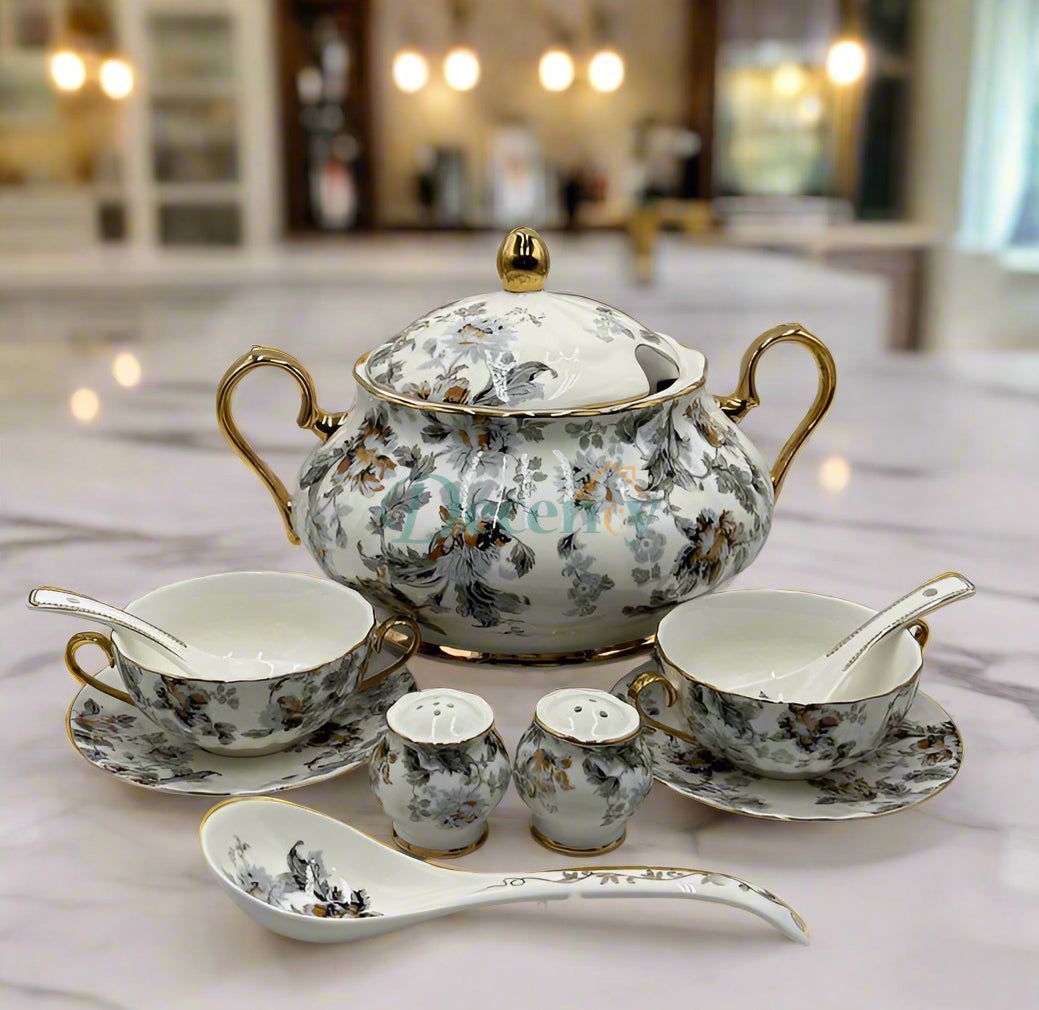 Royal Albert 23-Piece Soup Set (7 Persons) Elegant Design | Fine Porcelain | Complete Serving Set