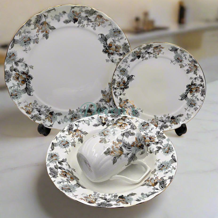 Royal Albert 24-Piece Breakfast Set (2 Persons) Luxury Fine China for Two | Elegant Floral Porcelain | Royal Albert Timeless Charm