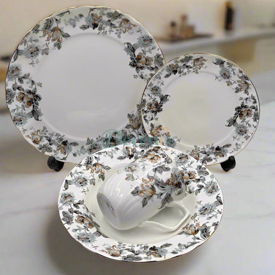 Royal Albert 24-Piece Breakfast Set (2 Persons) Luxury Fine China for Two | Elegant Floral Porcelain | Royal Albert Timeless Charm