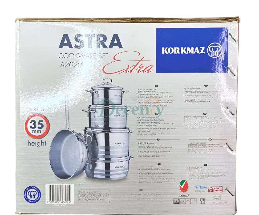 KORKMAZ ASTRA EXTRA Cookware Set 9 Pcs