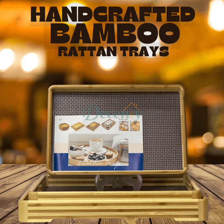 Handcrafted Bamboo Rattan Trays Set