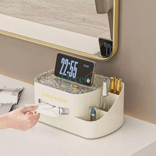 Multifunctional Cosmetic Display Cases with Tissue Box