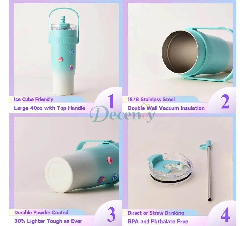 40oz Cute Tumbler Cup with Straw Lid