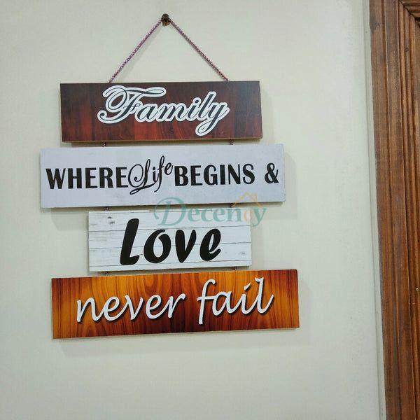 Family Where Life Begins Love Wall Hanging