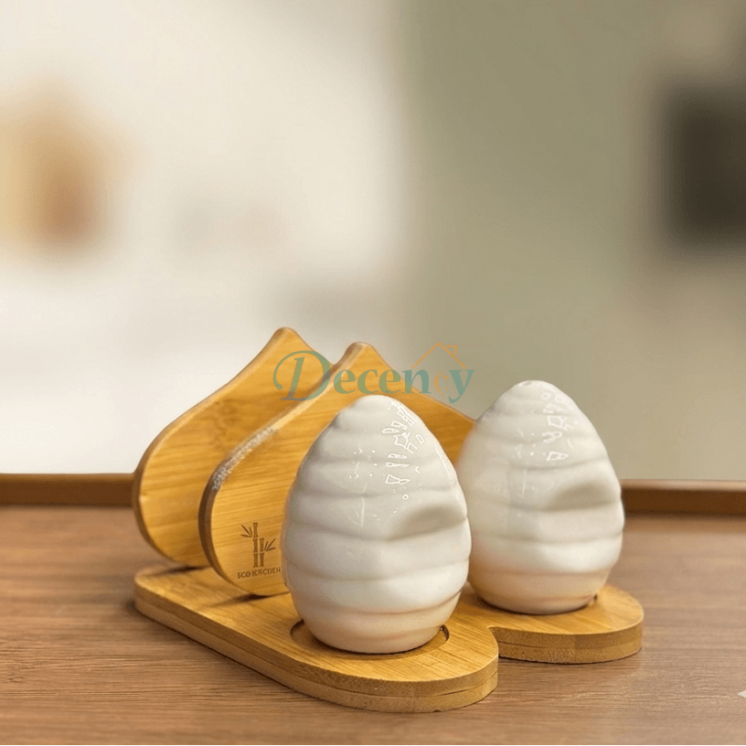 Egg Shape Salt & Pepper With Napkin holder