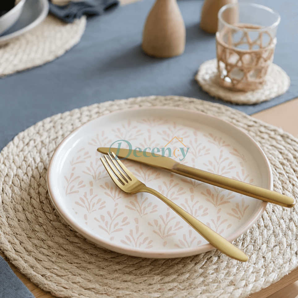 Danny Home Elegant Round Ceramic Serving Plate – BLUSH PINK