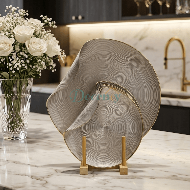Luxury 7-Piece Handmade Ceramic Cake Serving Set – ( GOLD )