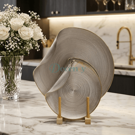 Luxury 7-Piece Handmade Ceramic Cake Serving Set – ( GOLD )