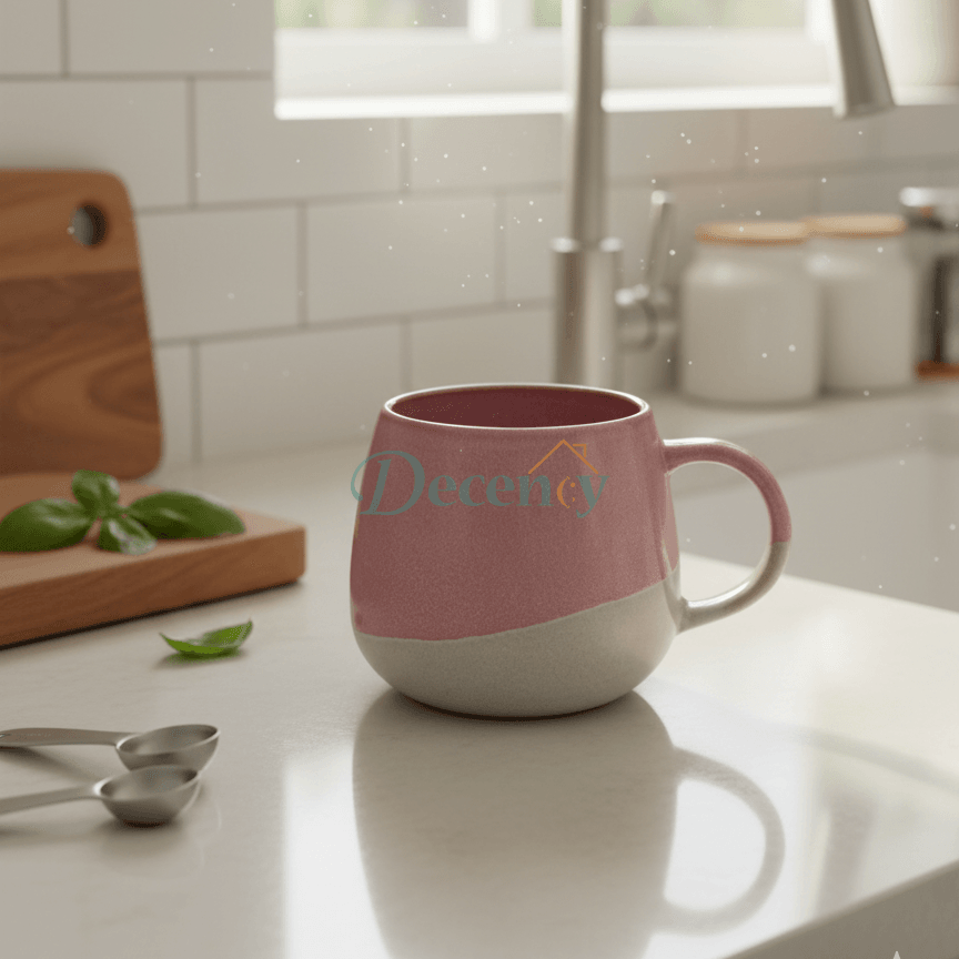 Two-Tone Pink Ceramic Mug – Elegant Coffee Cup