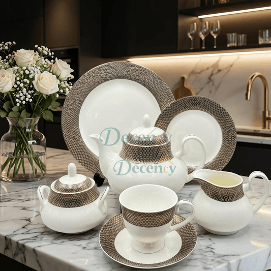 24 PCS Tea Set with Elegant -Cups, Saucers & Serving Accessories ( 4 )