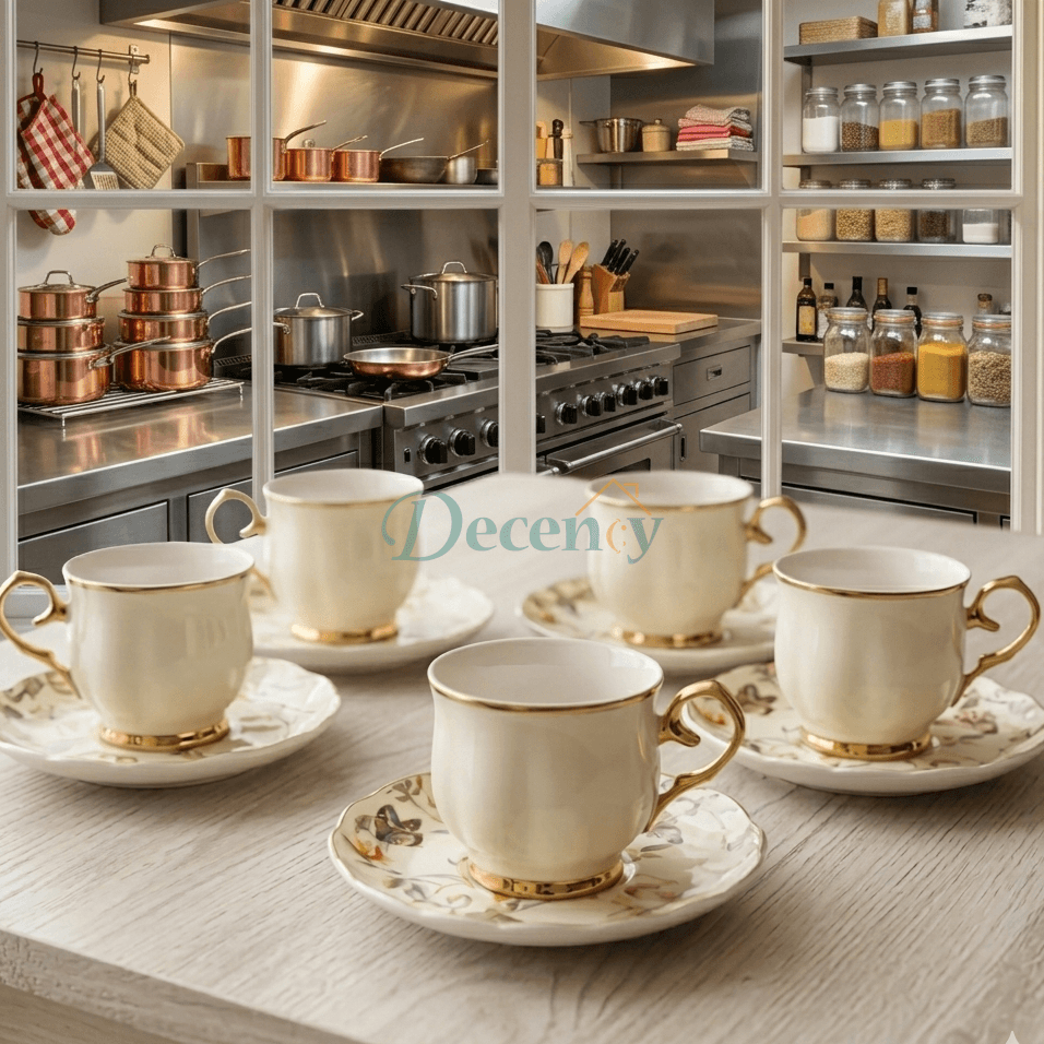 Luxury 6 Pcs Ceramic Cup & Saucer Tea Set – ( C-06 )