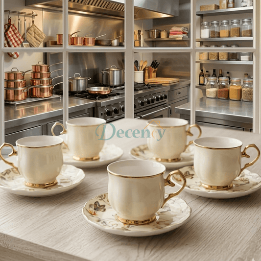 Luxury 6 Pcs Ceramic Cup & Saucer Tea Set – ( C-06 )