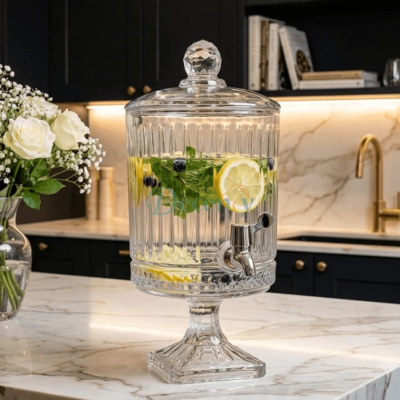 4.5L Crystal Cut Glass Beverage Dispenser with Tap