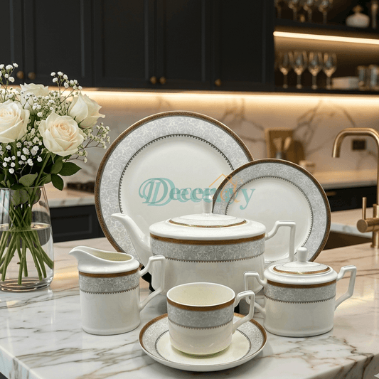 24 PCS Tea Set with Elegant -Cups, Saucers & Serving Accessories ( 11 )