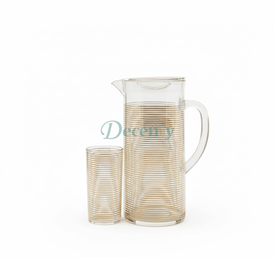 Acrylic Water Set with Decorative Gold and White Pattern (4)
