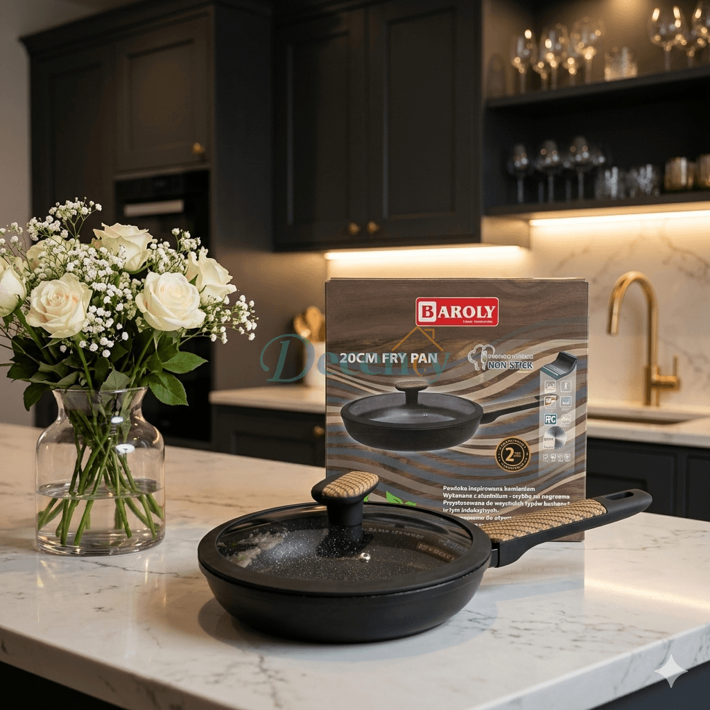 Baroly Non-Stick Fry Pan with Glass Lid | Premium Aluminum Cookware