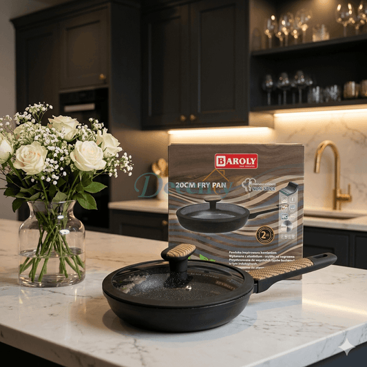 Baroly Non-Stick Fry Pan with Glass Lid | Premium Aluminum Cookware