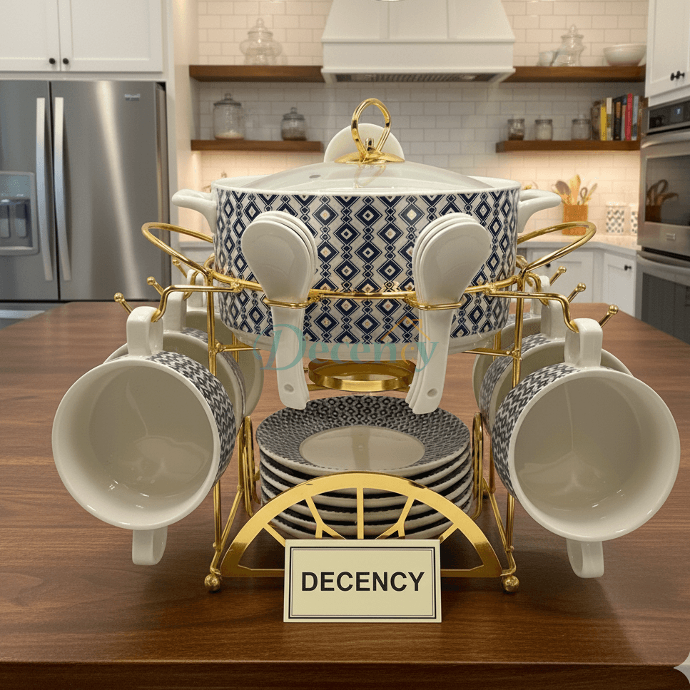 22-Piece Soup Dinnerware Set – Premium Bowls, Spoons & Server (1)