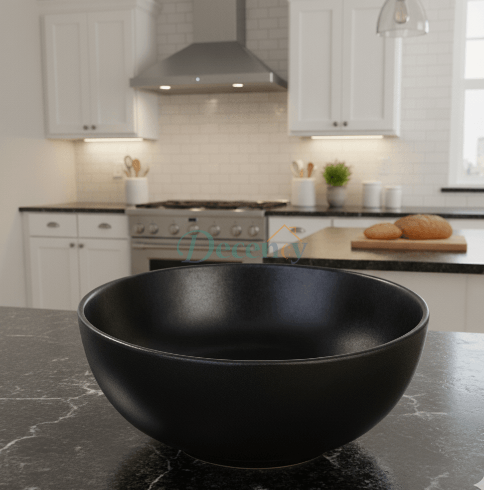 DANNY HOME BLACK CERAMIC SALAD BOWL