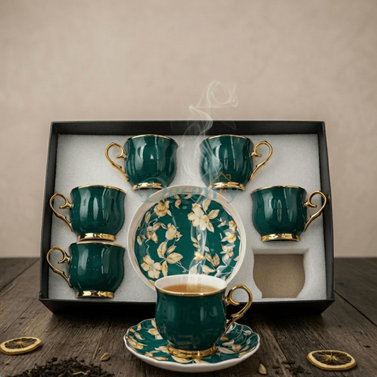 Luxury 6 Pcs Ceramic Cup & Saucer Tea Set – ( C-08 )
