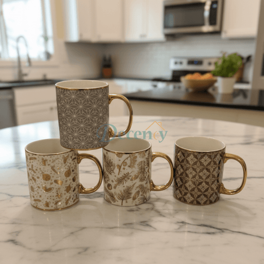 Luxury Gold Pattern Mug Set – Elegant Ceramic Collection