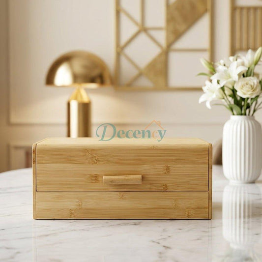 Premium Bamboo Roll-Top Bread Box – Natural Kitchen Counter Bread Storage