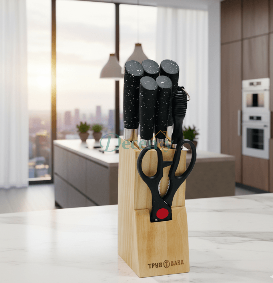 8-Piece Kitchen Knife Set – Sharp Stainless Steel Blades with Elegant Stand