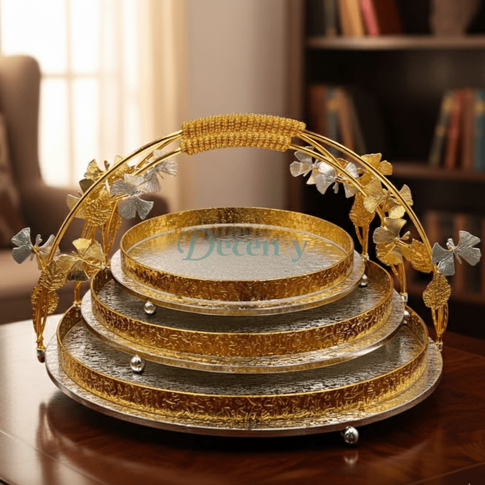 Golden Round Platter Set