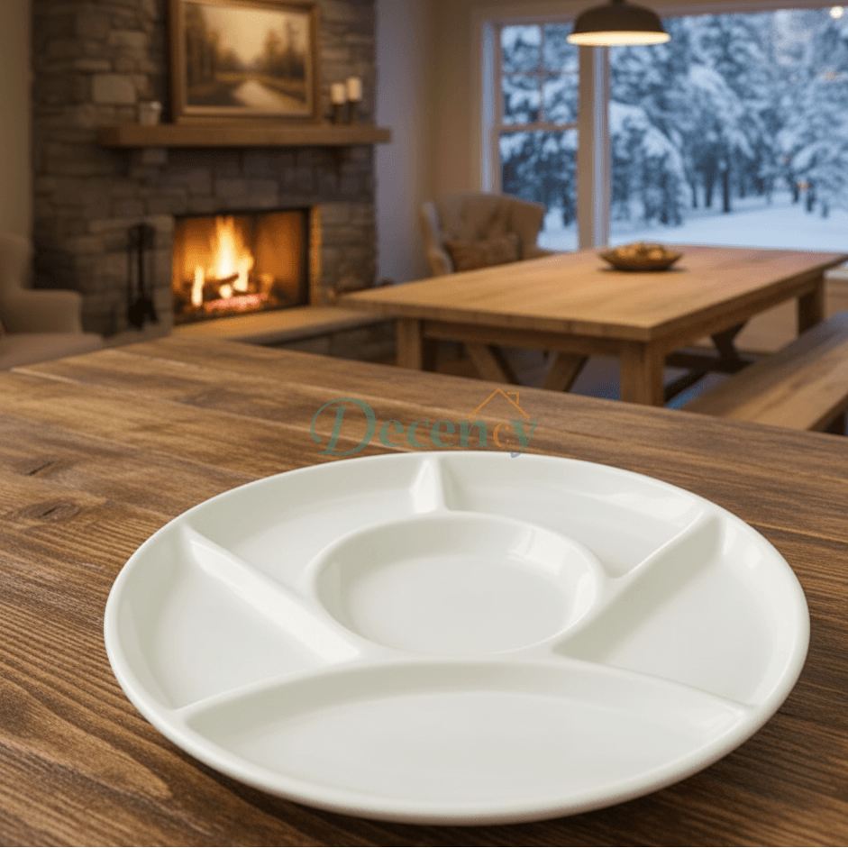 DANNY HOME 2 PIECE WHITE ROUND SECTIONED PLATTER
