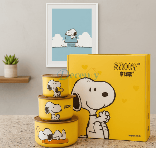 Luxury Snoopy Ceramic Jar Set with Gift Box Packaging for Tea Coffee Sugar Storage