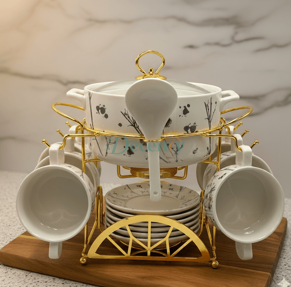 22-Piece Soup Dinnerware Set – Premium Bowls, Spoons & Server (4)