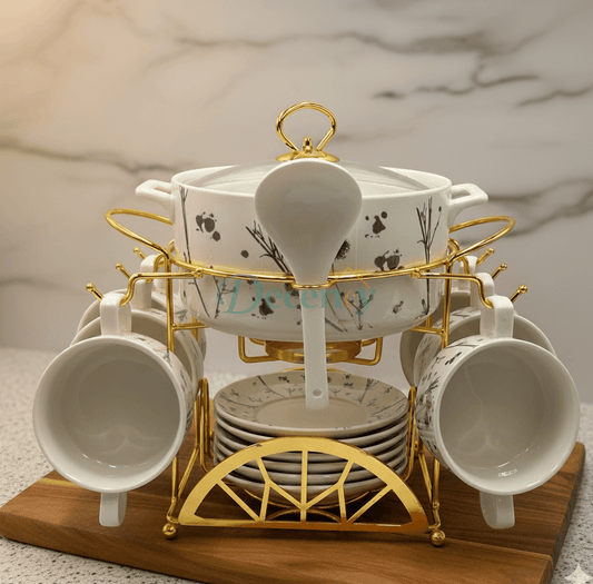 22-Piece Soup Dinnerware Set – Premium Bowls, Spoons & Server (4)