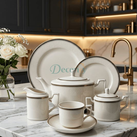 24 PCS Tea Set with Elegant -Cups, Saucers & Serving Accessories ( 10 )