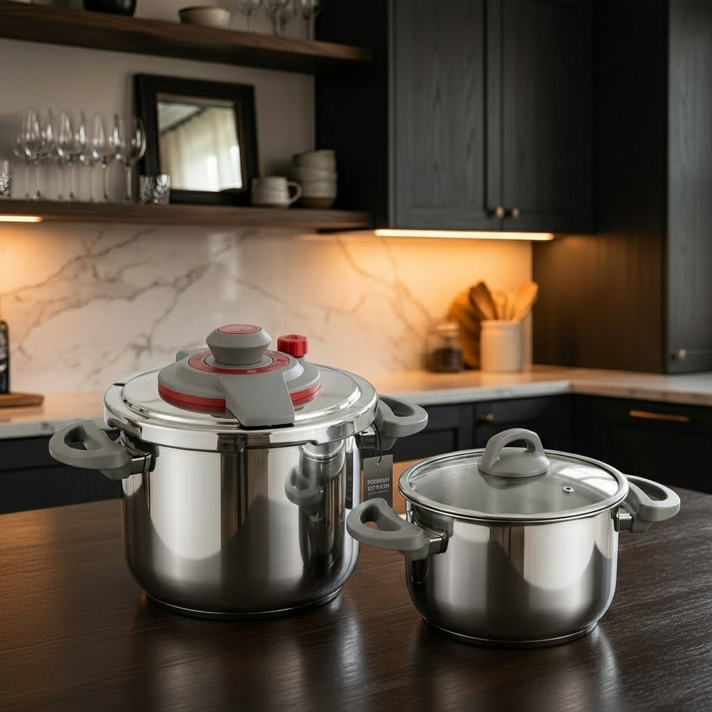 Turkish Granite Cookware Set with Glass Lids – 4L & 7L Pots