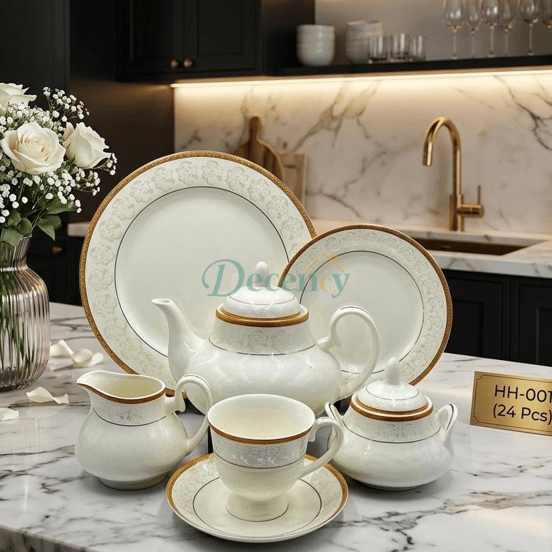 24 PCS Tea Set with Elegant -Cups, Saucers & Serving Accessories ( 2 )