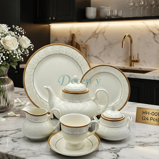 24 PCS Tea Set with Elegant -Cups, Saucers & Serving Accessories ( 2 )