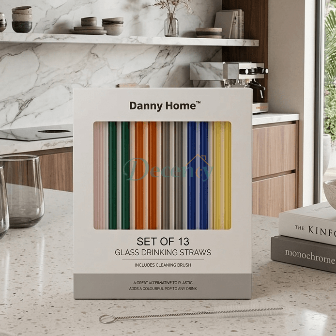 Danny Home 13Pcs Glass Drinking Straw Set – 20cm
