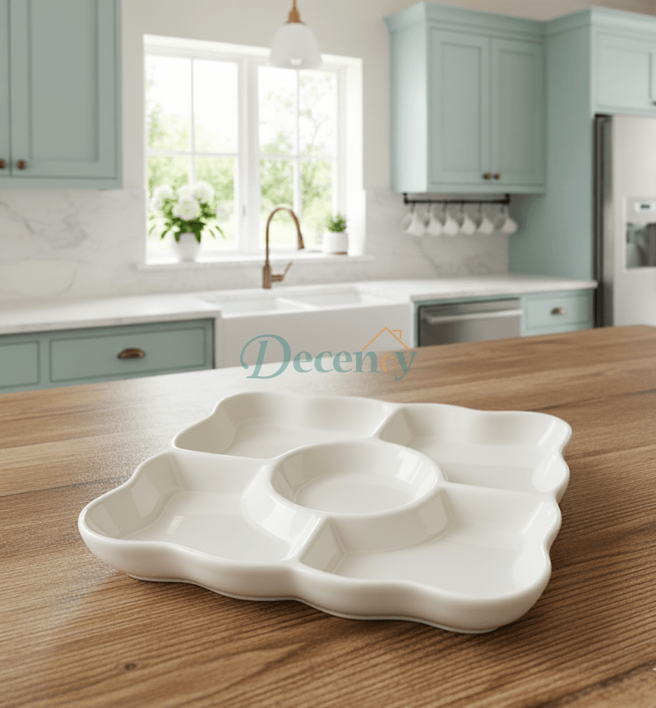 DANNY HOME WHITE CERAMIC SERVING PLATTER