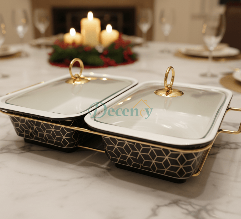 Luxury Twin Ceramic Chafing Dish Set (Square)