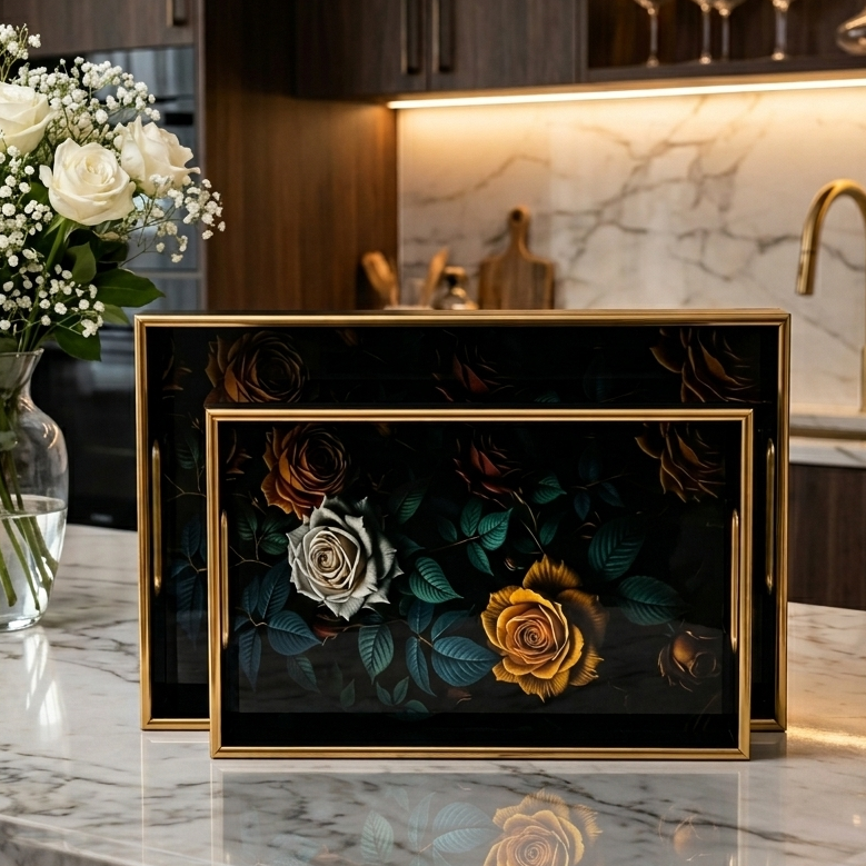 Luxury 2-Piece Round Serving Tray Set ( T-08 )