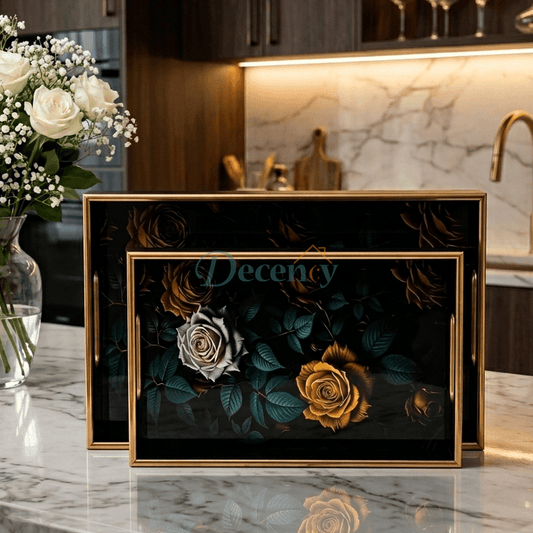 Luxury 2-Piece Round Serving Tray Set ( T-08 )