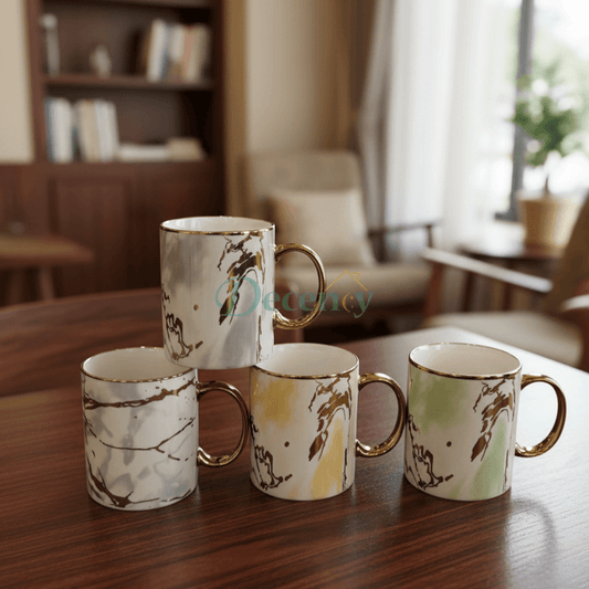 Luxury Gold-Accented Marble Ceramic Coffee Mug