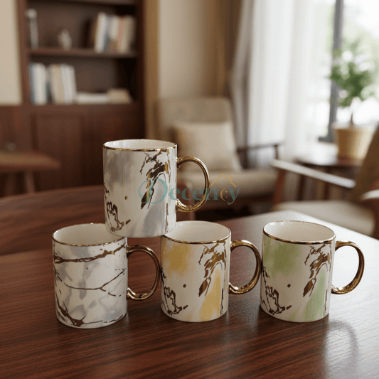 Luxury Gold-Accented Marble Ceramic Coffee Mug