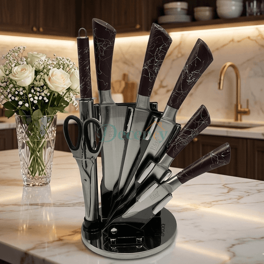 Premium 8-Piece Stainless Steel Kitchen Knife Set with Acrylic Stand (BASS-01)