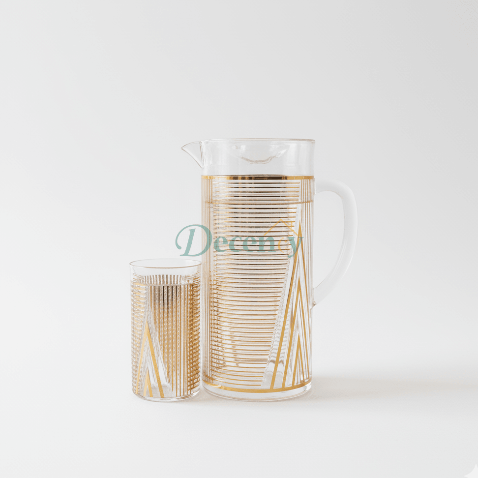 Acrylic Water Set with Decorative Gold and White Pattern (3)